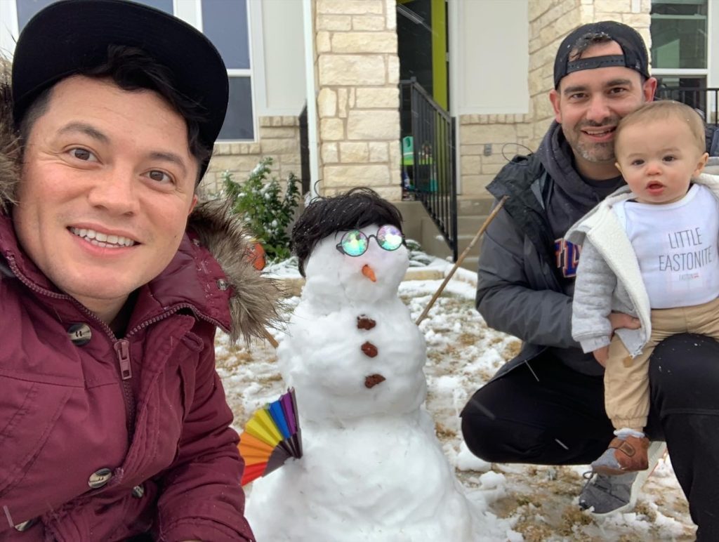 Baby with snowman